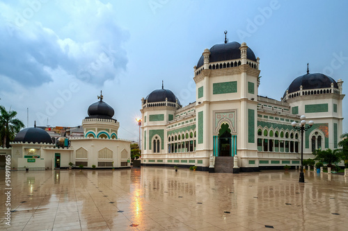 Detail facade of Great Mosque of Medan or Masjid Raya Al Mashun photo