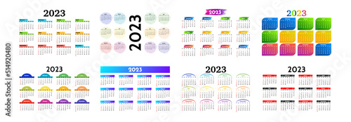 Calendar for 2023 isolated on a white background