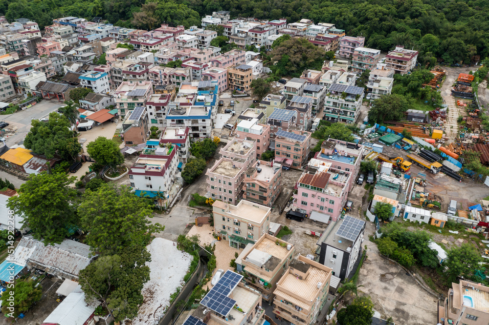 Fototapeta premium Top down view of village in Fanling of Hong Kong