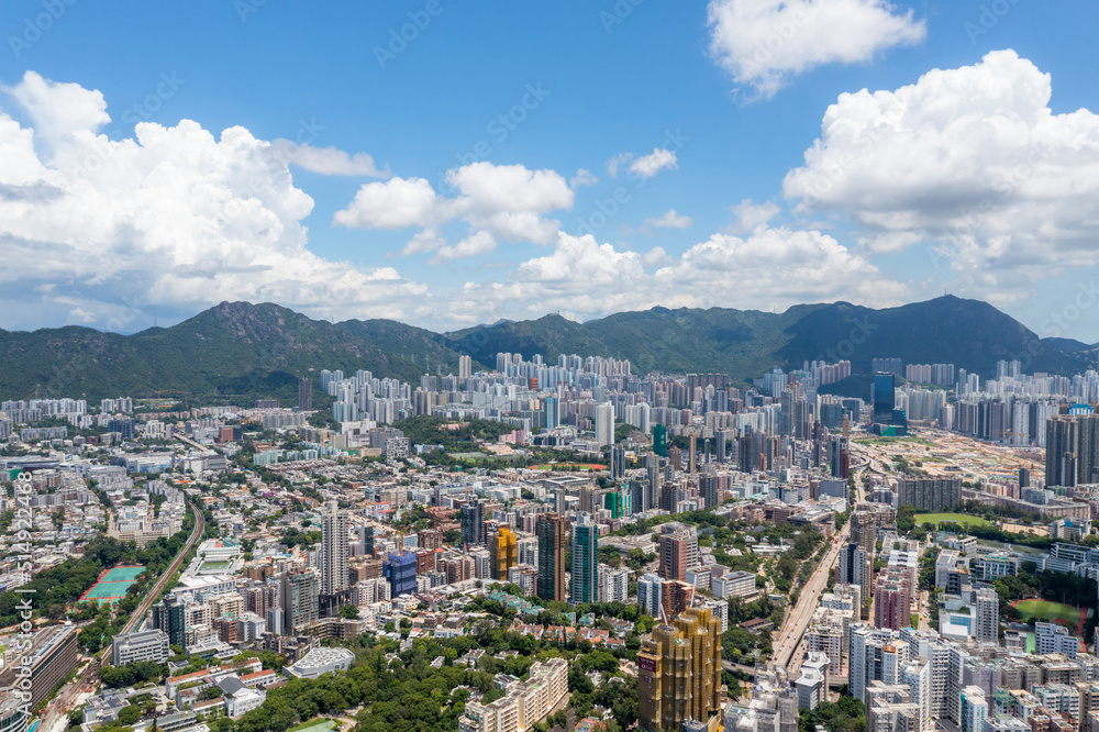 Kowloon, Hong Kong Top view of Hong Kong city
