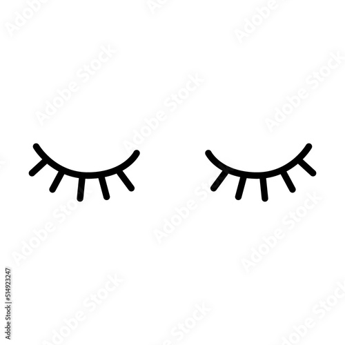Mascara styles for makeup, closed girly eyes with beautiful lashes. Girls eyelashes simple vector illustration