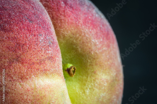 Ripe single peach fruit closeup