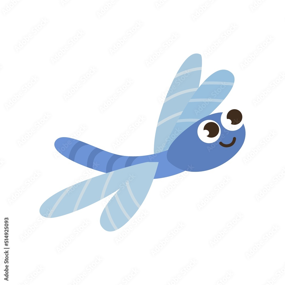 Little dragonfly. Insect predators are inhabitants of swamps and reservoirs. Simple flat vector isolated on white background Little dragonfly. Insect predators are inhabitants of swamps and reservoirs. Simple flat vector isolated on white background
