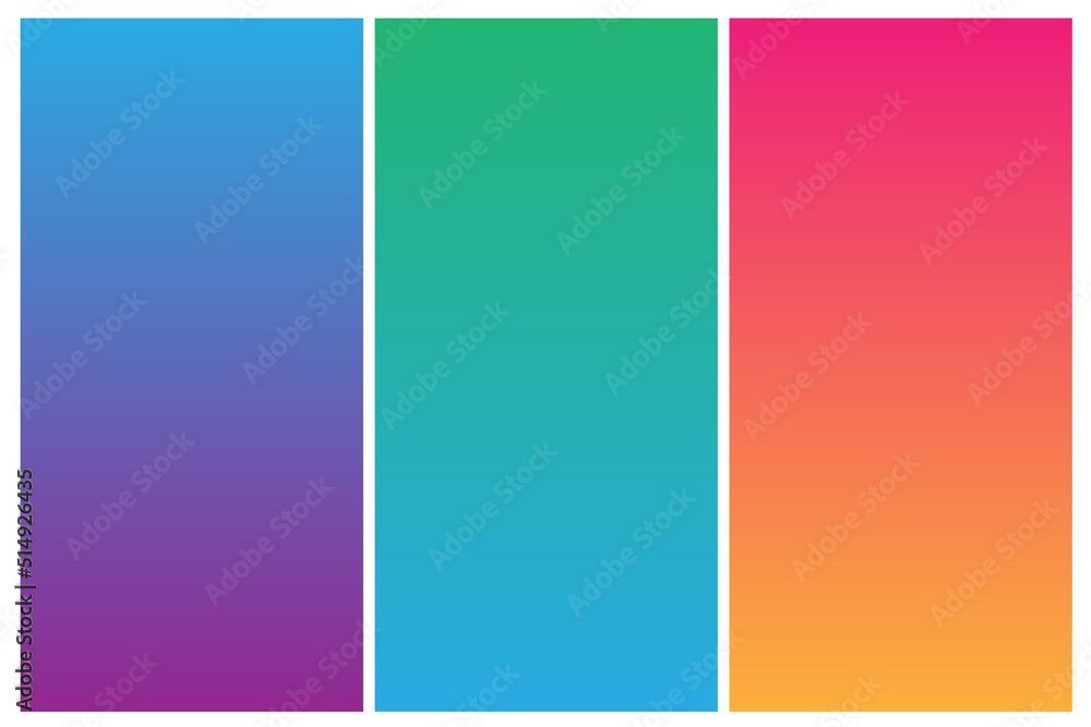 Gradient Set. Different colors. Modern Smartphone screen, mobile app Template. Design for Wallpaper, background, banner, flyer. colorful background. jpeg image jpg illustration
