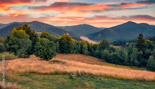 Canvastavla Panoramic summer view of Lacul Dragan lake