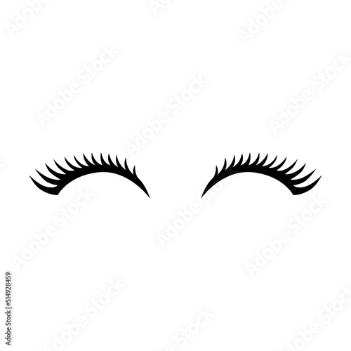 Mascara styles for makeup, closed girly eyes with beautiful lashes isolated on white. Girls eyelashes simple vector illustration