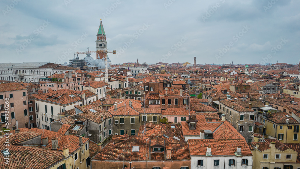Aerial View of Venice, Veneto, Italy, Europe, World Heritage Site