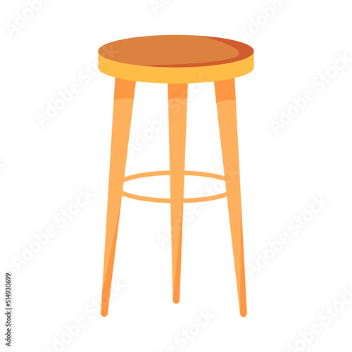 Wooden bar stool semi flat color vector object. Full sized item on white. Contemporary furniture for kitchen. Comfortable chair. Simple cartoon style illustration for web graphic design and animation