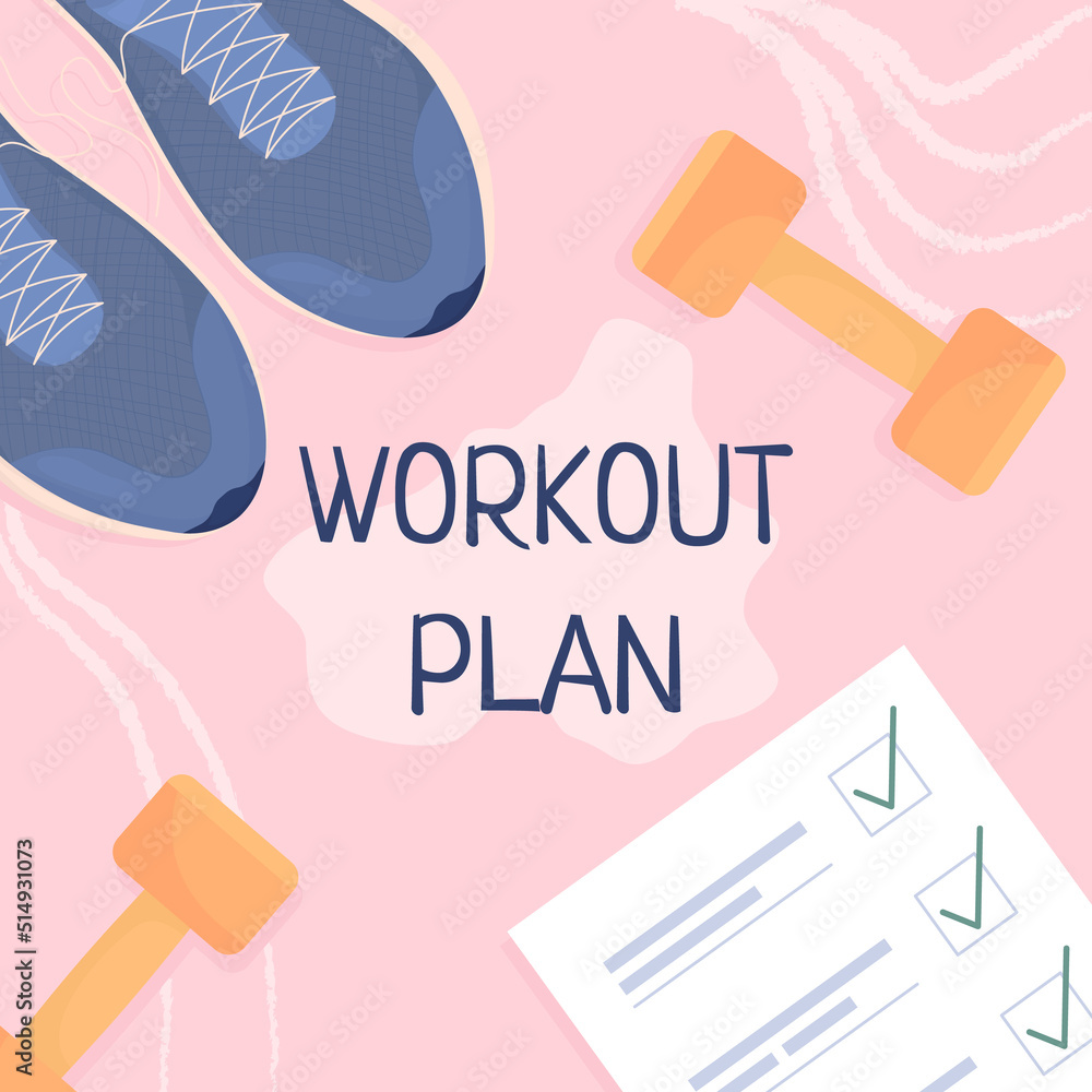 Workout plan card template. Exercising program and schedule. Training ...
