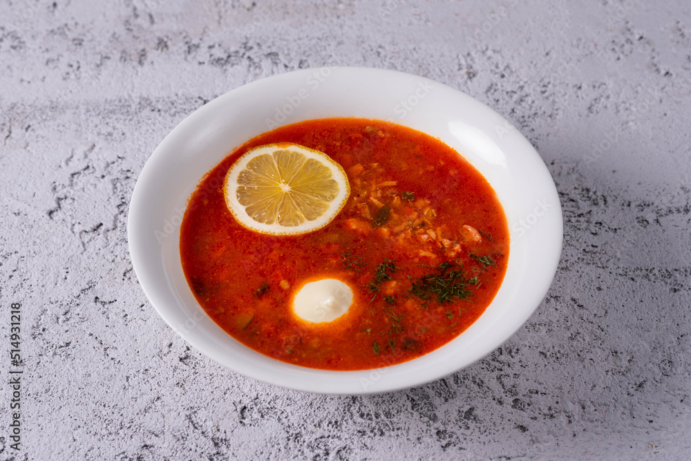solyanka soup on light concrete solyanka soup on light concrete