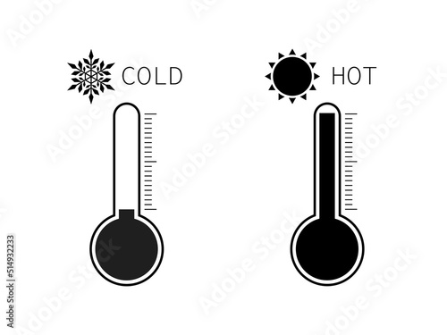 寒暖差を表した2つの温度計アイコンイラスト