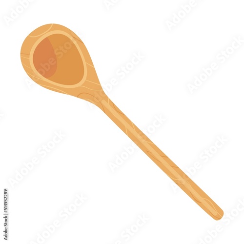 Wooden spoon, kitchen tool flat icon. Kitchenware, cooking baking utensils isolated vector illustration. Cutlery and kitchen accessories