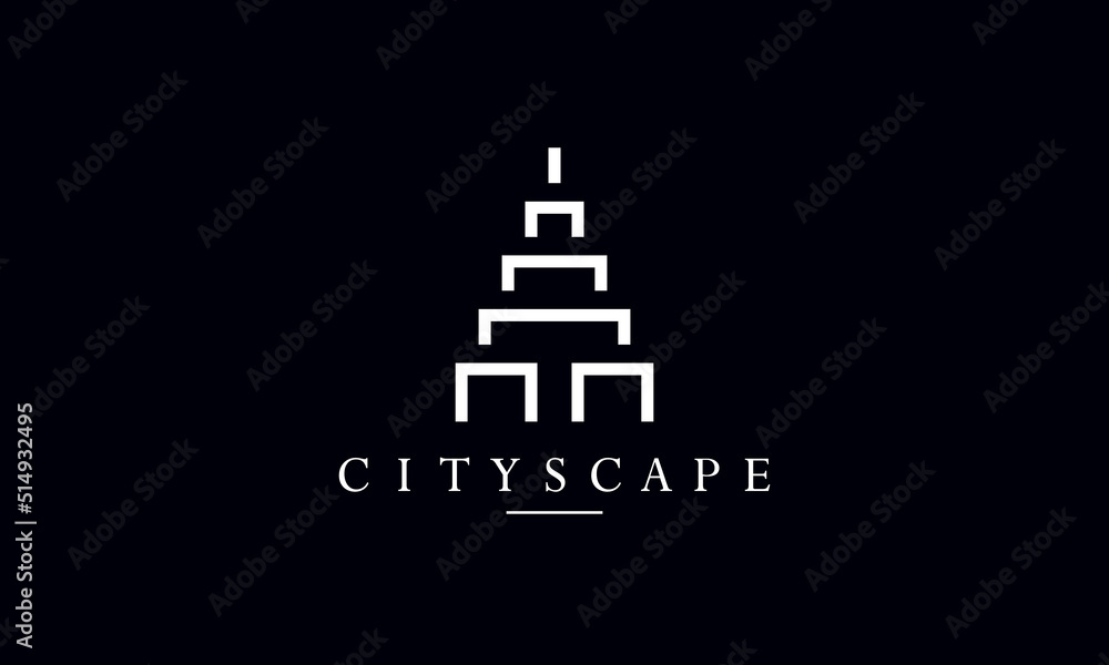 Building logo. Modern building, cityscape, architecture, construction, skyscraper, structure, planning, real estate and property logo design concept.