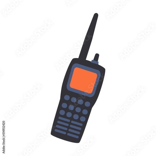 Policemen walkie talkie vector illustration. Police officer, burglar with gun, arrested character, angry guy isolated on white. Security, crime, law, justice