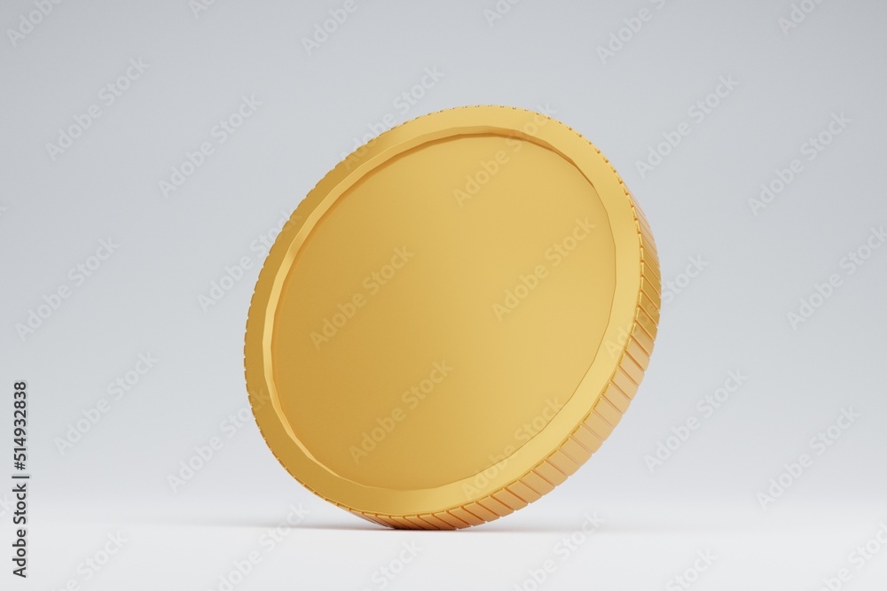 Gold coins on isolate white background,digital wallet. Shopping mobile app,coins Cashback and banking,money-saving.empty copy space,Isolate background.3D rendering illustration.