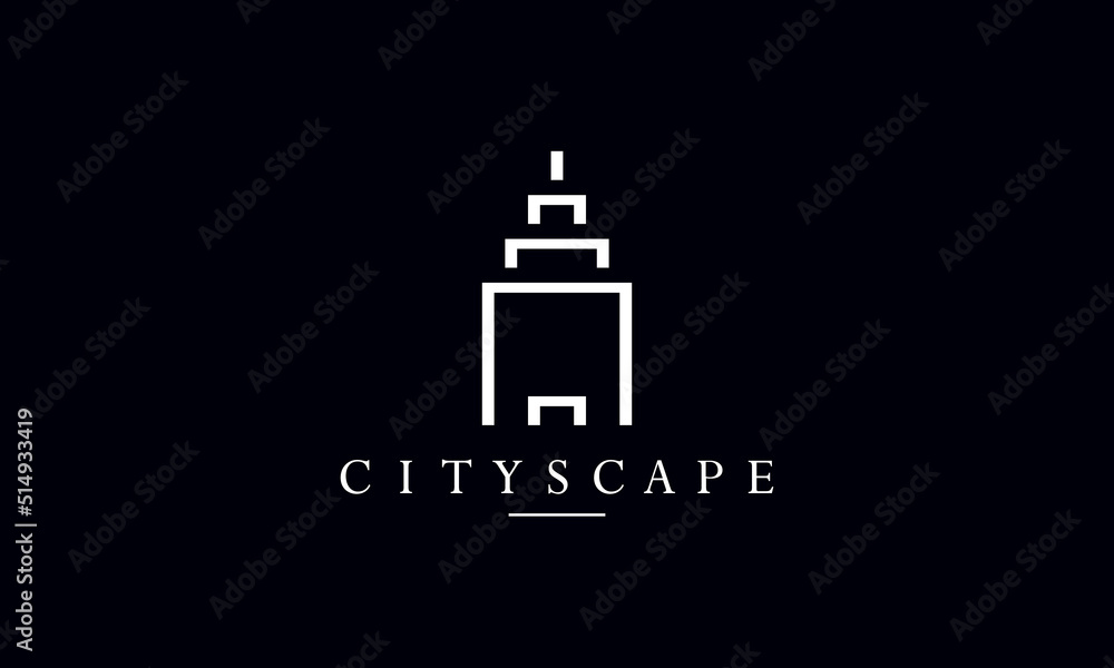 Building logo. Modern building, cityscape, architecture, construction, skyscraper, structure, planning, real estate and property logo design concept.