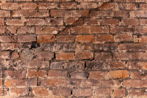 photo of old antique brick wall fence, background or texture concept