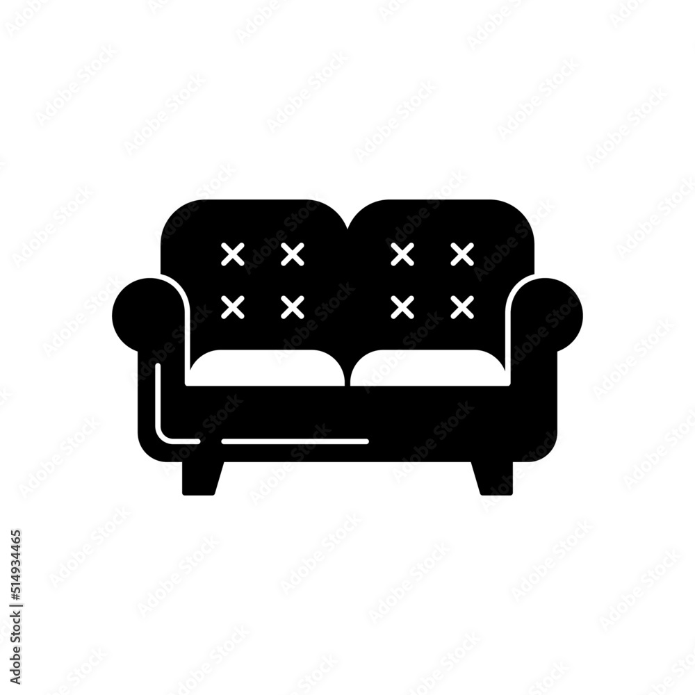 Chair furniture icon in black flat glyph, filled style isolated on white background Chair furniture icon in black flat glyph, filled style isolated on white background