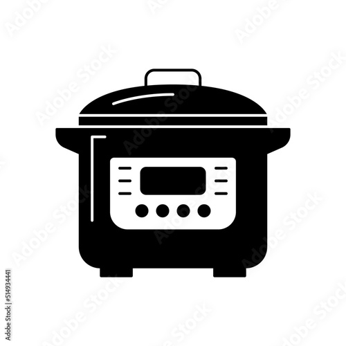 Multicooker icon in black flat glyph, filled style isolated on white background