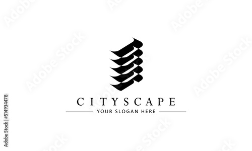 Building logo. Modern building  real estate  cityscape  planning  structure  apartment  property  construction  architecture and residence logo design concept.