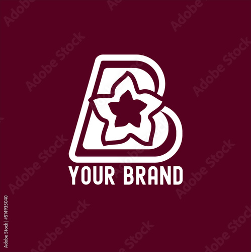 Letter B logo icon design template elements illustration vector with flower silhouette as natural element isolated on dark background perfect for your non profit organization logo