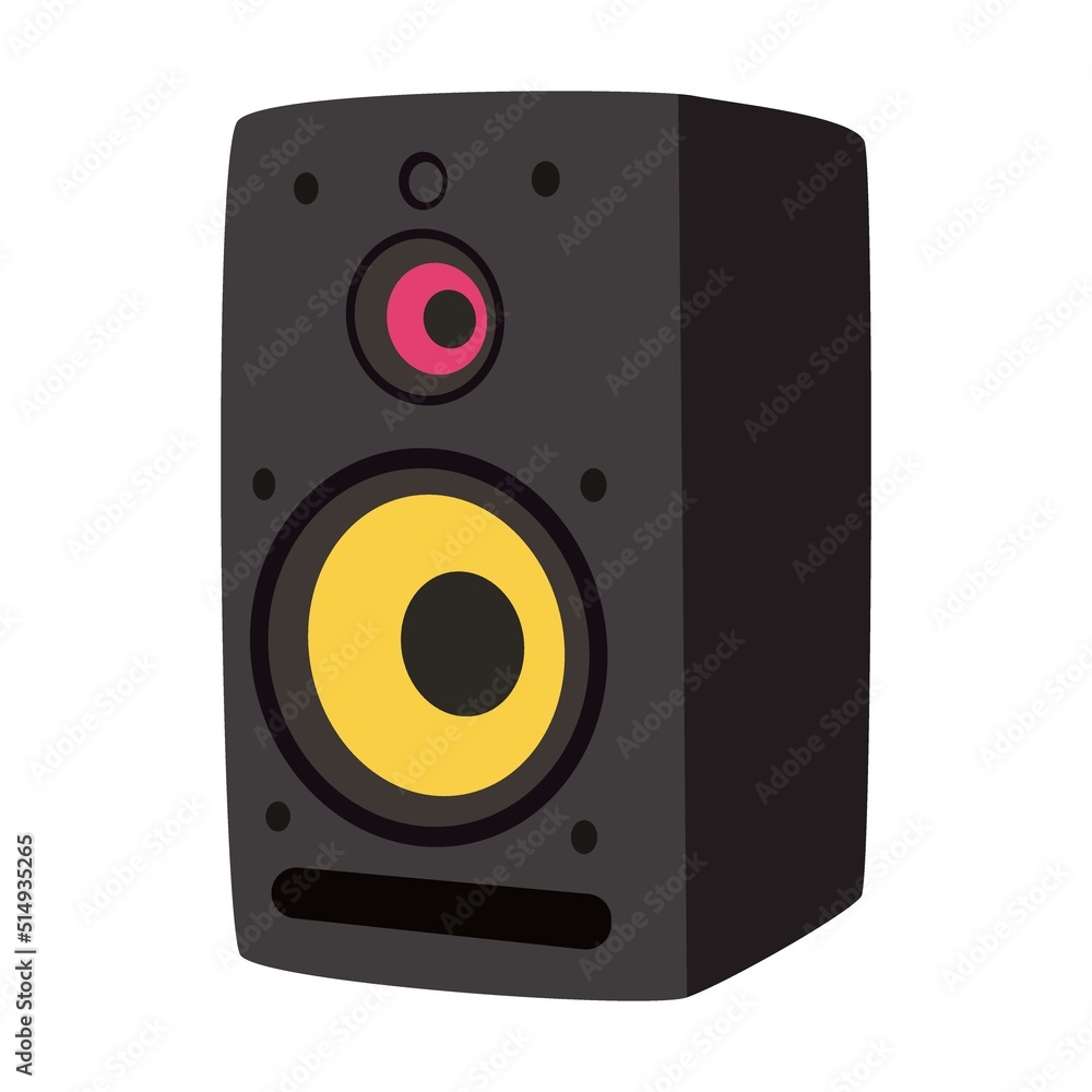 Acoustic music speaker. Musical instrument. Accordion, saxophone, violin, digital piano, speaker. Can be used for music band, concert, ethnic festival Acoustic music speaker. Musical instrument. Accordion, saxophone, violin, digital piano, speaker. Can be used for music band, concert, ethnic festival