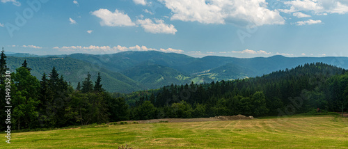 View from Slavic hut in Moravskoslezske Beskydy mountains in Czech republic