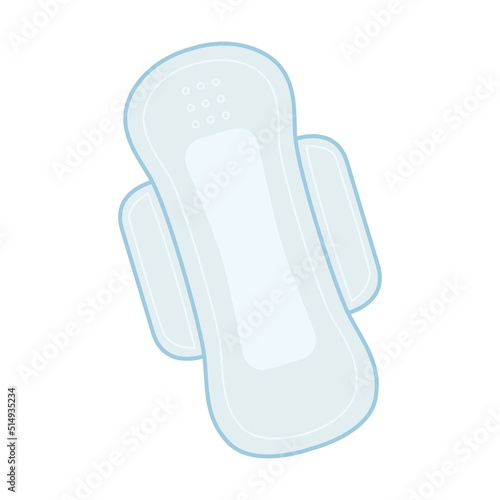 Female pad with wings.menstrual cycle flat icon. Girl periods calendar, pads, uterus and tampons vector illustration. Hygiene, PMS and menstruation