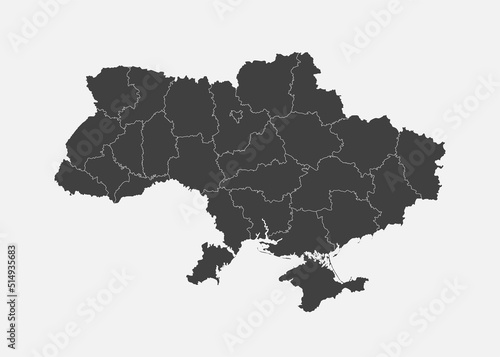 Vector map country Ukraine divided on regions