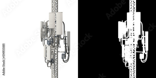 3D Rendering of mobile phone signal repeater station tower with alpha clipping mask photo
