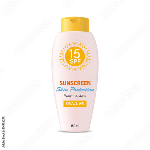 Sunscreen. Vector illustration of a realistic bottle of sunscreen.