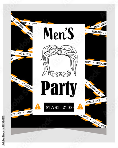 Men's party. Modern and minimalistic design. entry for men only. Vector stock illustration. isolated