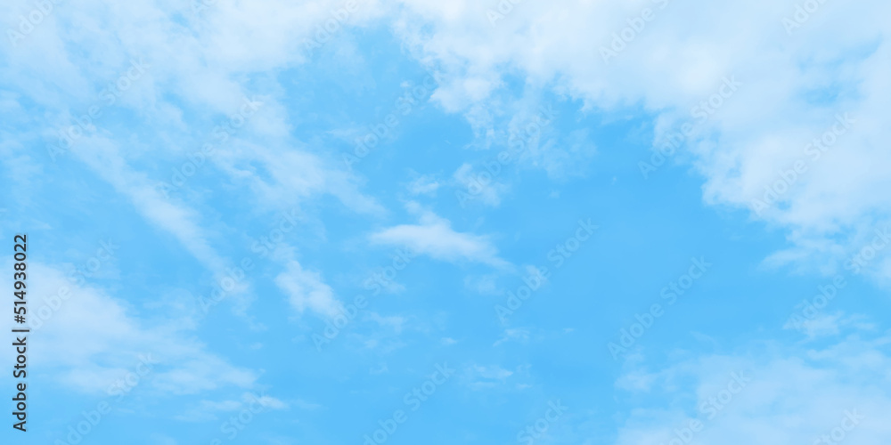 Decorative, clear and fresh morning sky background with clouds cape, Abstract blue sky background of summer season with small clouds, fluffy and blurry summer sky background for wallpaper and design.