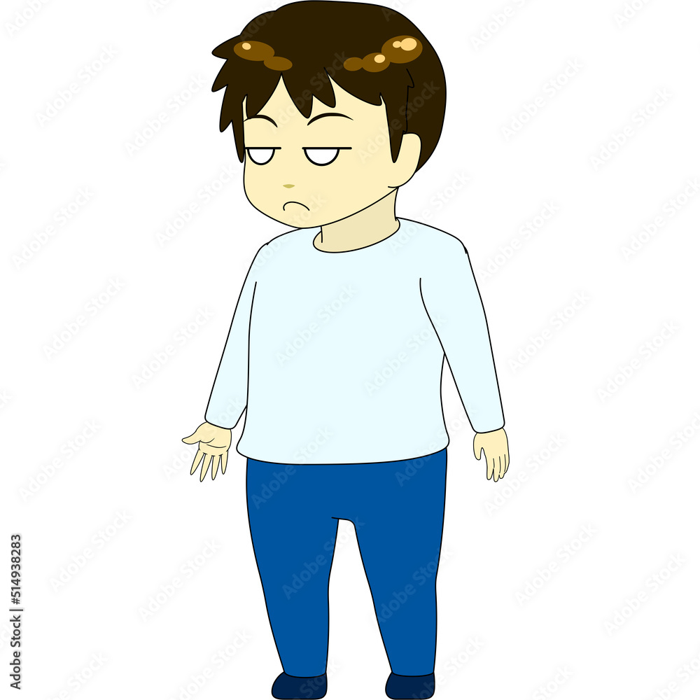 ちびキャラのイラスト（男・横向き）