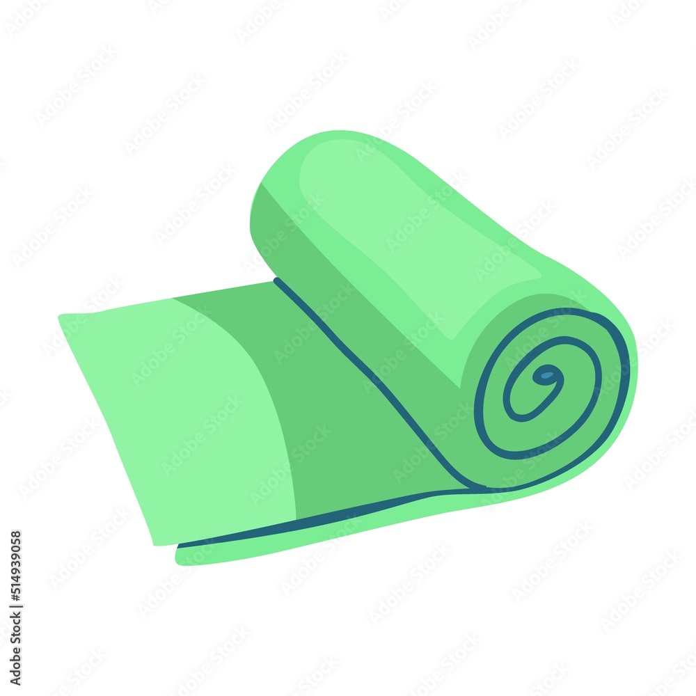 Twisted stylish bath and kitchen towel flat icon kit. Cartoon fabric hanging on hook, rolled and folded cloth vector illustration Twisted stylish bath and kitchen towel flat icon kit. Cartoon fabric hanging on hook, rolled and folded cloth vector illustration