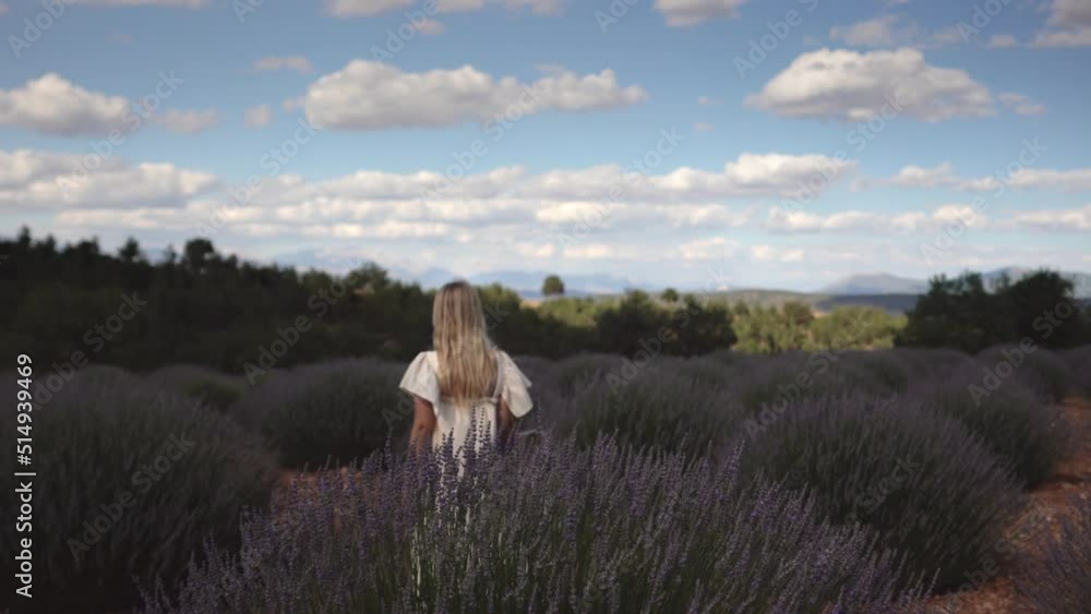 Mother and child walking in lavender field outdoor family vacations mom and daughter travel together summer season rural nature Mother and child walking in lavender field outdoor family vacations mom and daughter travel together summer season rural nature