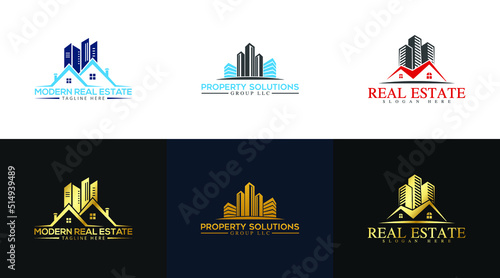 Luxurious collection of real estate logo templates. Set of houses, buildings, and property for logo design.
