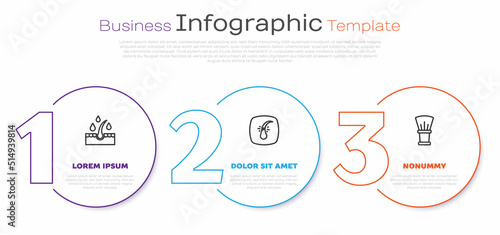 Set line Oil for hair care treatment, Broken follicle and Shaving brush. Business infographic template. Vector