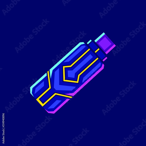 Flashdisk cyberpunk logo line pop art portrait fiction colorful design with dark background