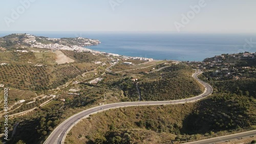 Aerial view of a Mediterranean coastal road in Motril, Costa del Sol, Spain photo