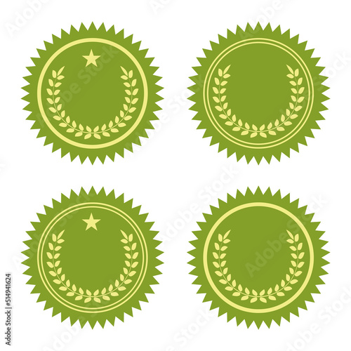 Green wax seals. Vector icons set.