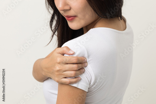 Slika na platnu Asian woman has problem with structural posture She had neck and shoulder pain