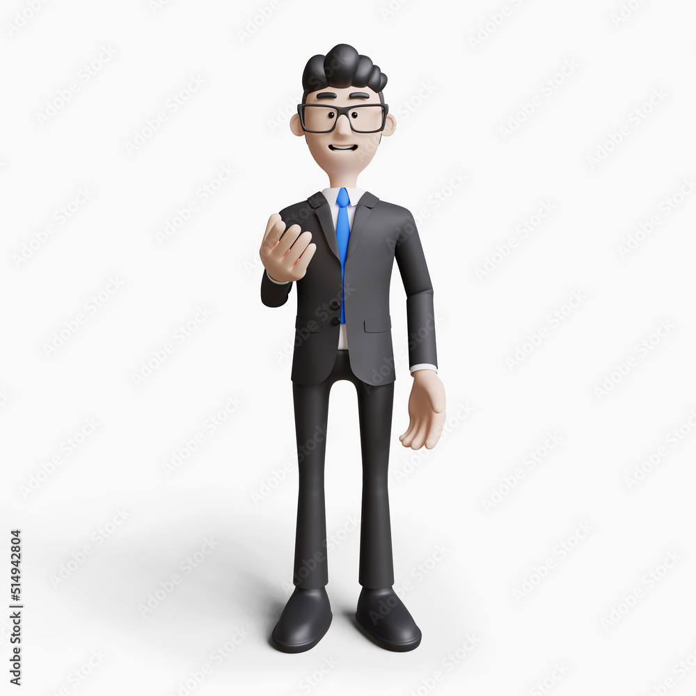 3d render of character businessman with poses isolated on white background.