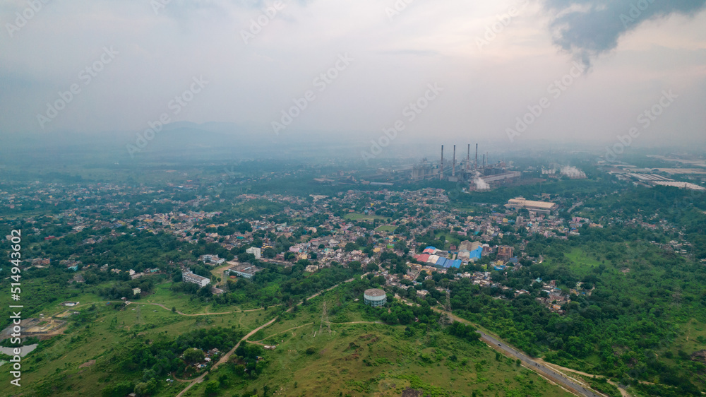 Aerial view of an Industrial city in India
