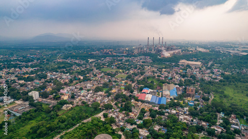 Aerial view of an Industrial city in India photo