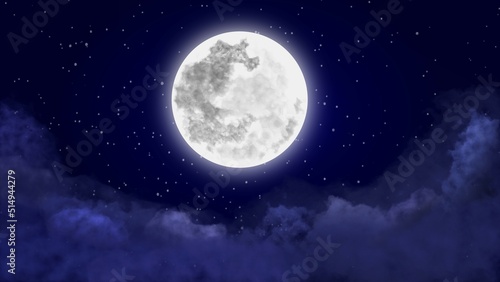 Fototapeta Naklejka Na Ścianę i Meble -  full moon over blue sky