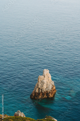 Aerial view rock in Aegean sea landscape in Turkey nature resort turquoise water travel destinations scenery summer season