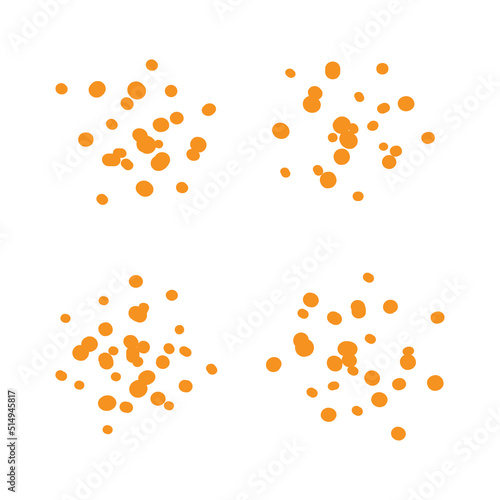 Orange spray dots or scattered dots vector illustration on white background.