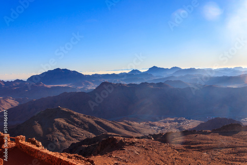 View of the rocky Sinai mountains and desert in Egypt