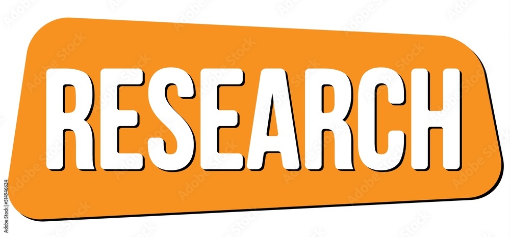 RESEARCH text on orange trapeze stamp sign. RESEARCH text on orange trapeze stamp sign.